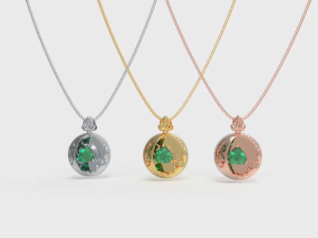 1CT Pear-Cut Lab-Grown Emerald & Diamond Pendant Necklace