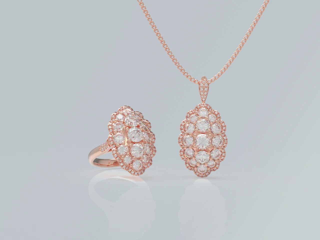 3CT Lab-Grown Diamond 2-in-1 Ring & Pendant Necklace in 10K/14K Rose Gold