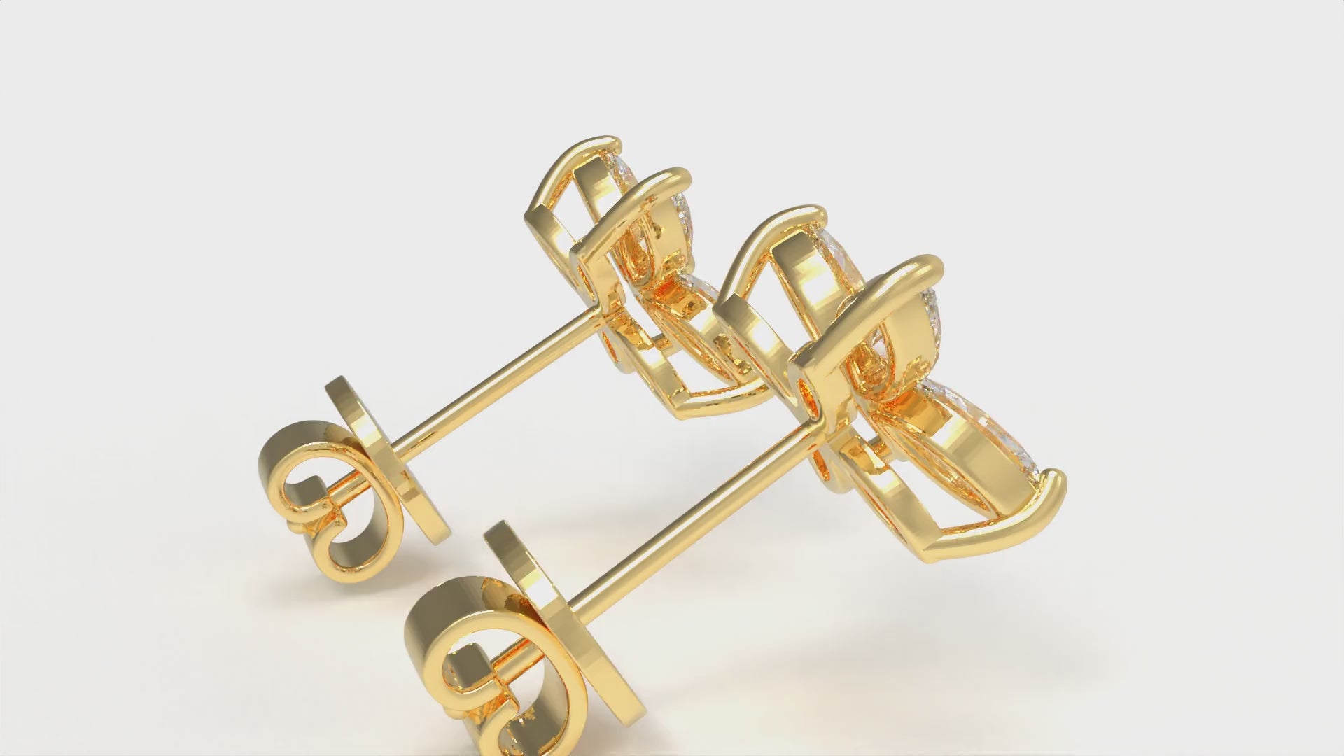 Classic Marquise Lab-Grown Diamond Stud Earrings in Gold | 1ct or 2ct Total Weight