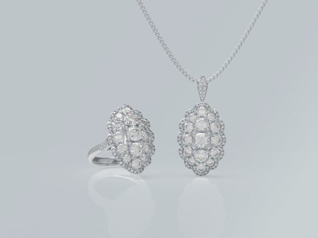 Cascade of Light 3CT Lab-Grown Diamond Convertible Ring & Pendant Set