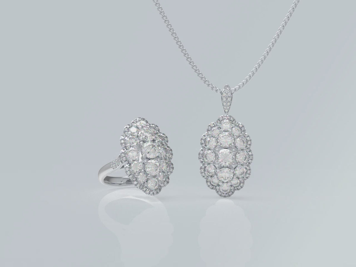 Cascade of Light 3CT Lab-Grown Diamond Convertible Ring & Pendant Set