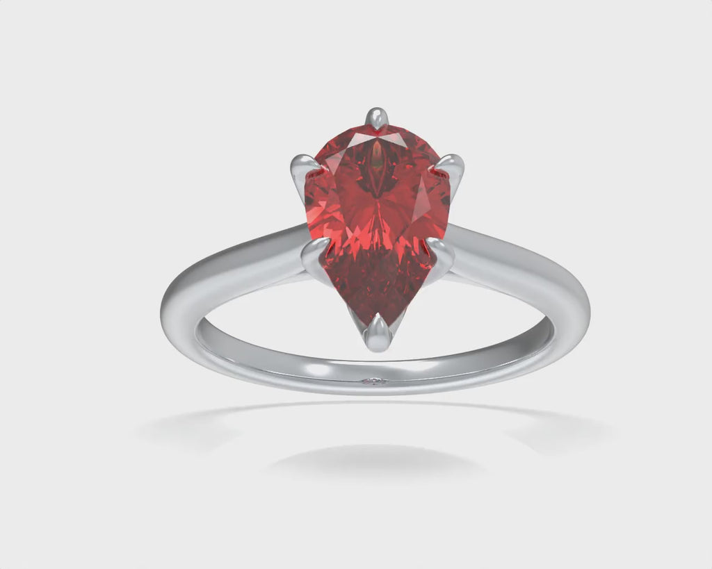 Crimson Promise 2CT Pear-Cut Lab-Grown Ruby Solitaire Ring