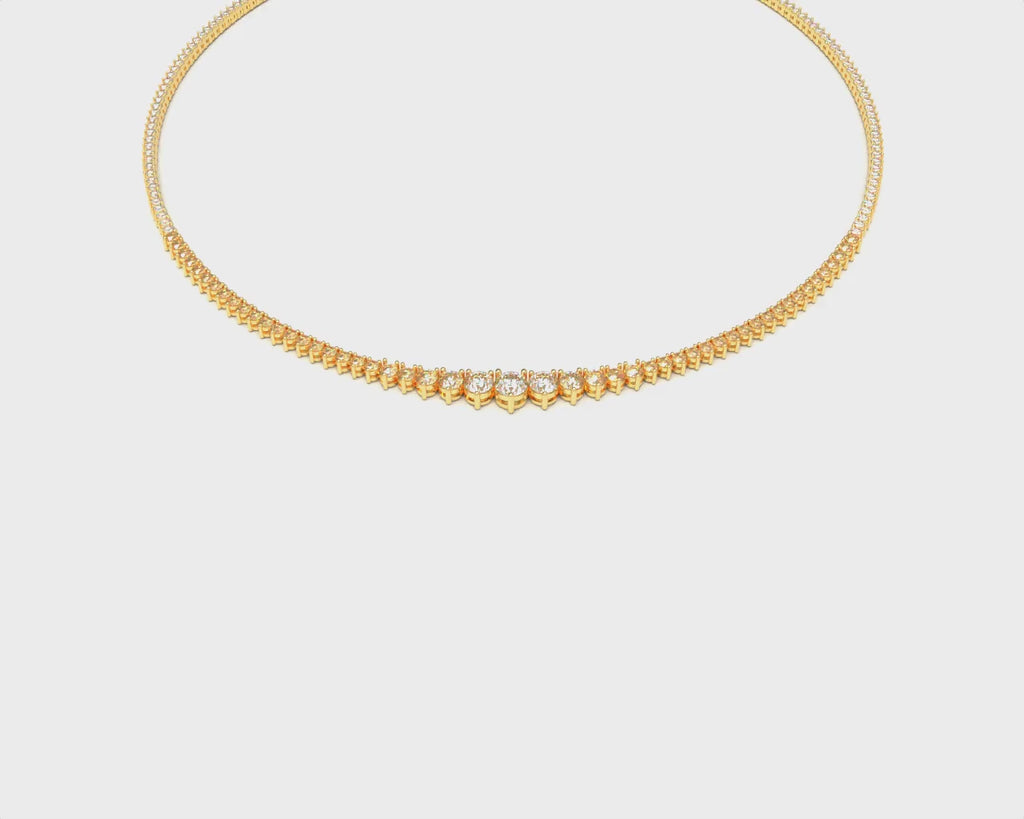8CT/10CT Graduated Lab-Grown Diamond Tennis Necklace in 10K/14K Yellow Gold – 16 Inch