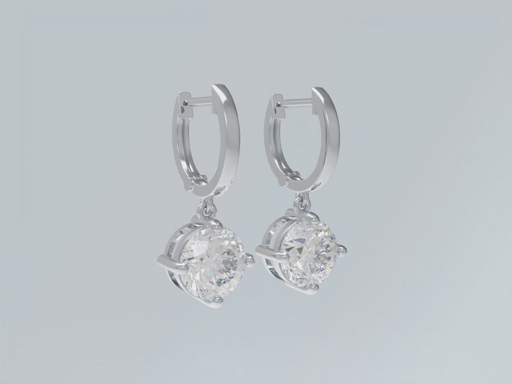 ELVORIQUE Lumina Round Lab-Grown Diamond Huggie Drop Earrings