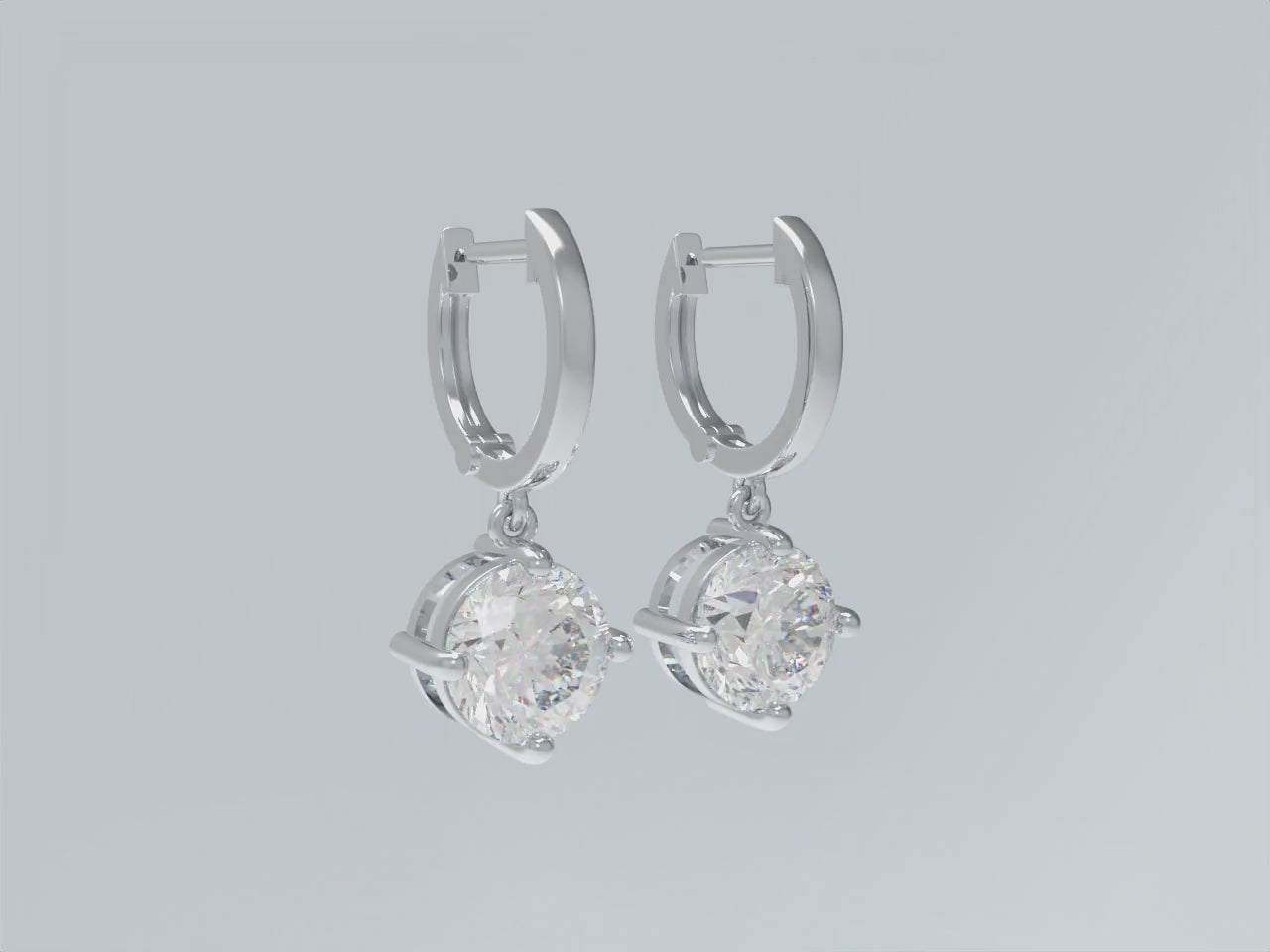 Handmade Dangle Earrings with Lab - Grown Diamonds (0.5CT/1CT per Stone, 2 Stones), 9K/14K/18K White Gold/Yellow Gold/Rose Gold & Platinum Optional