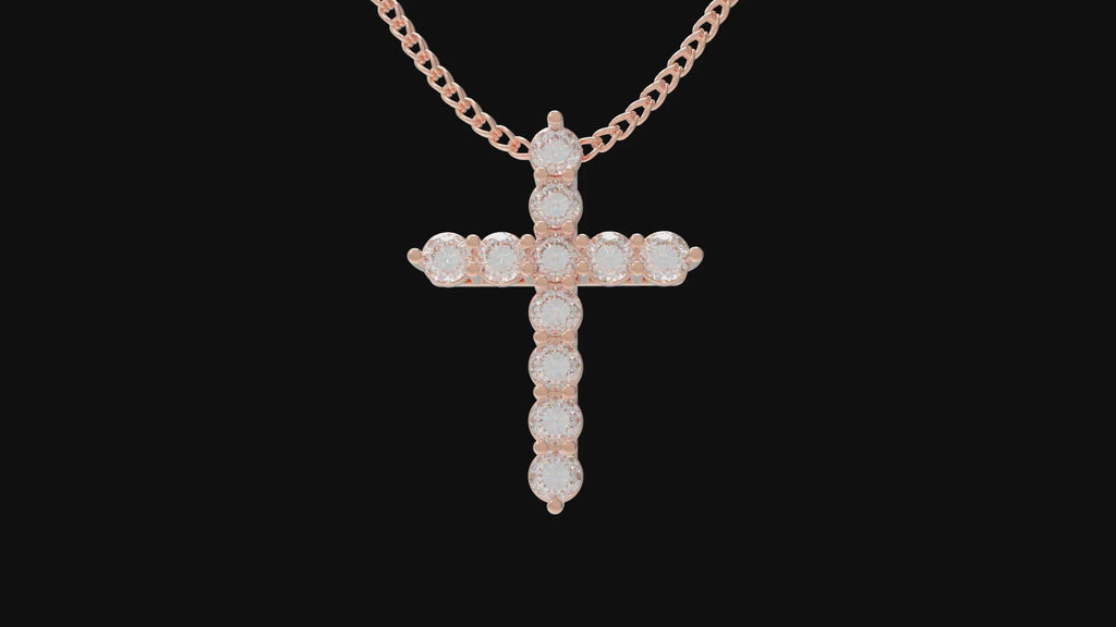 Roseate Grace 1 CT Lab-Grown Diamond Cross Necklace in 10K or 14K Rose Gold