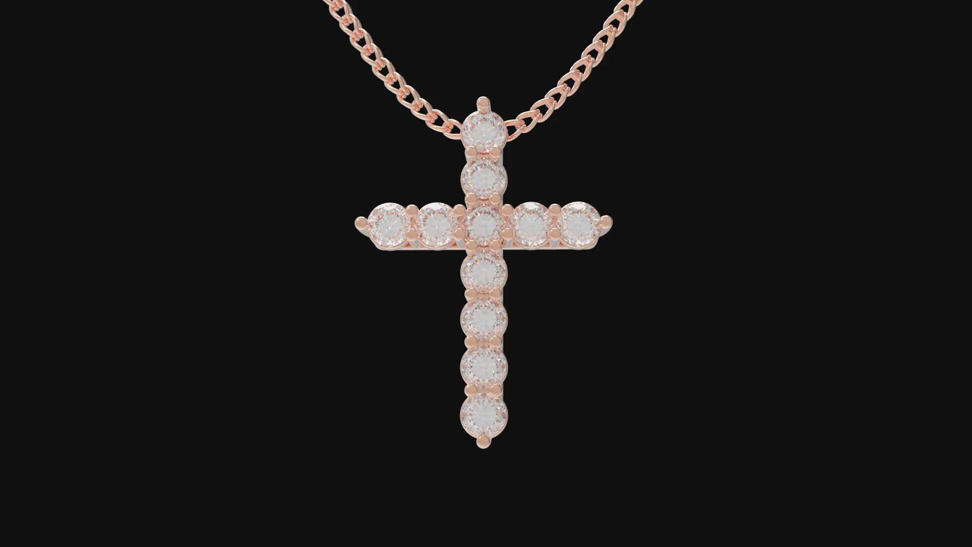 Roseate Grace 1 CT Lab-Grown Diamond Cross Necklace in 10K or 14K Rose Gold