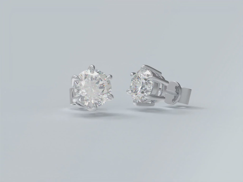 2CTW Round Moissanite Solitaire Stud Earrings in 925 Sterling Silver