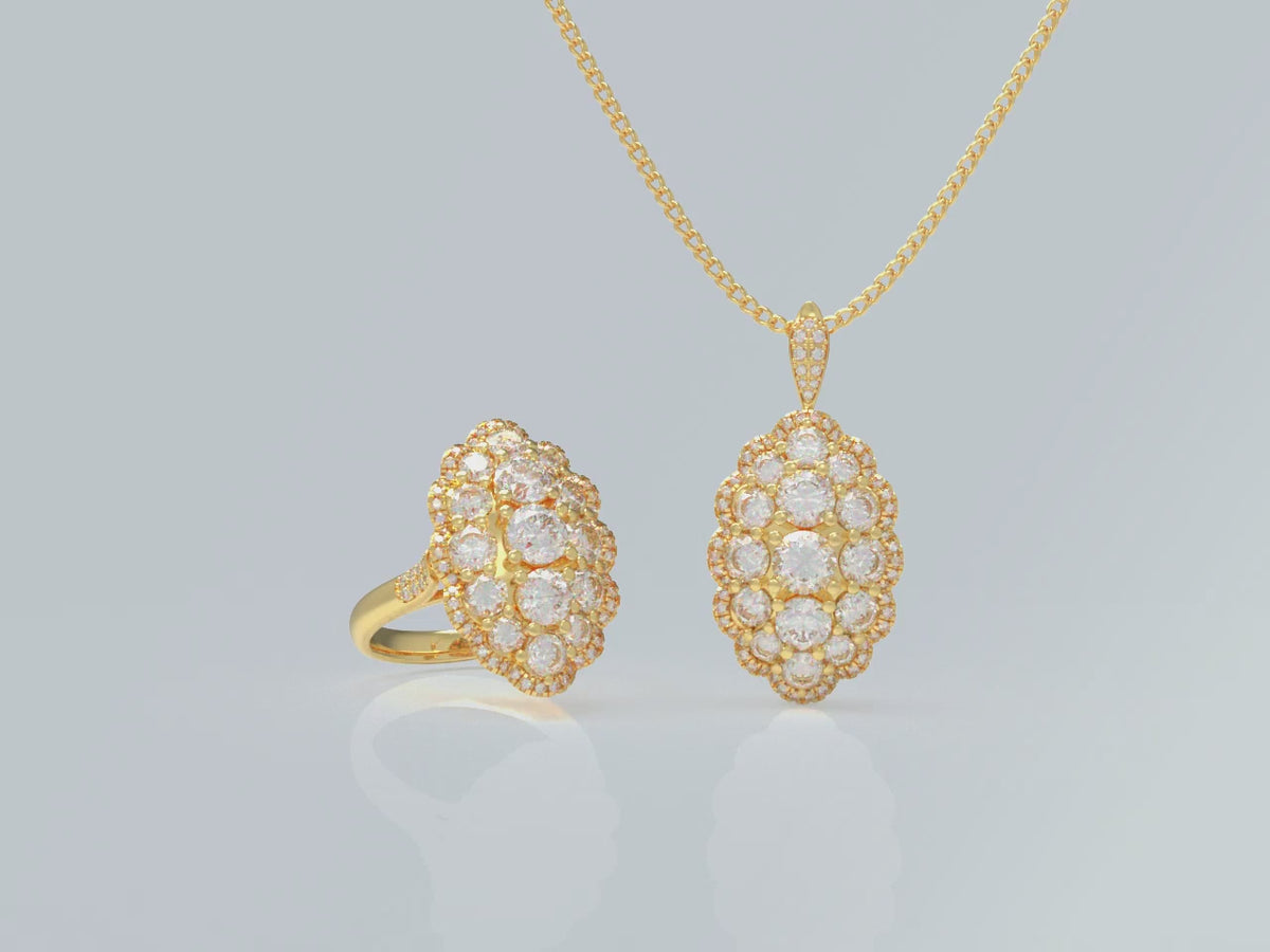 Golden Light 3CT Lab-Grown Diamond Convertible Ring & Pendant Set