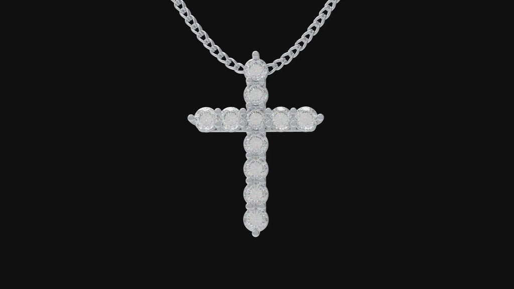 Crimson Faith 1 CT Lab-Created Ruby Cross Pendant Necklace in Sterling Silver